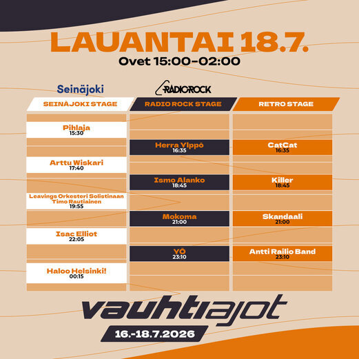 Lauantain aikataulu &ndash; Vauhtiajot 2026