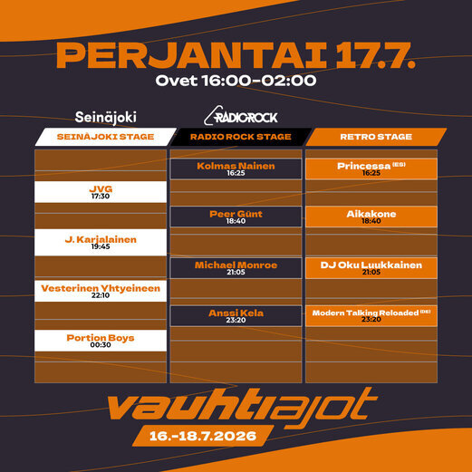 Perjantain aikataulu &ndash; Vauhtiajot 2026